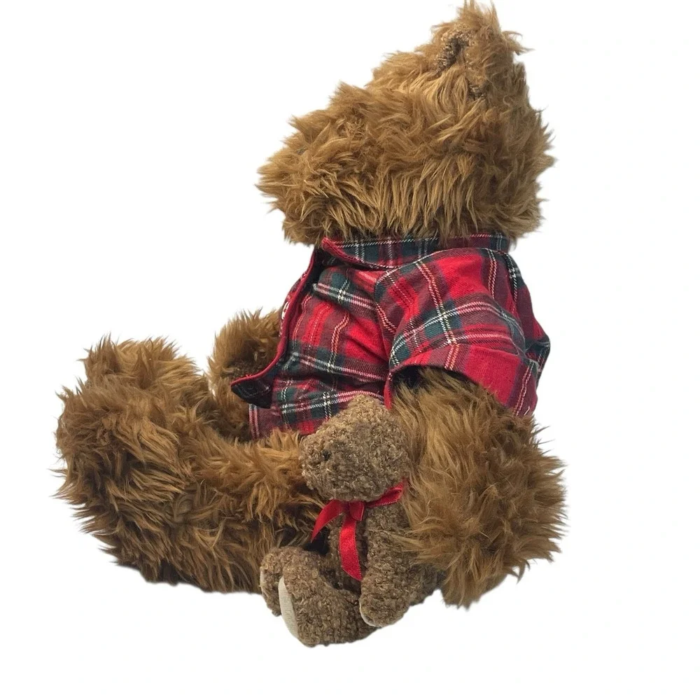 Belkie Bear 2000 Plush Teddy‎ Bear with Plaid Pajamas & Mini Bear Friend Vintage